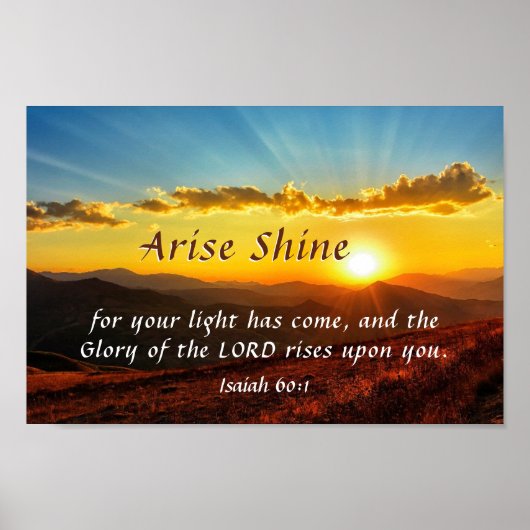 Isaiah 60:1 Arise Shine Uw licht is bijbel geworde Poster (Voorkant)