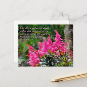 Isaiah 61:11 Roze Floral Inspirerend Briefkaart