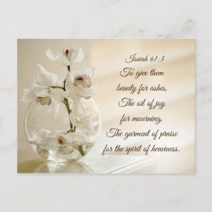 Isaiah 61:3 Beauty for Ashes, Bijbelverse, Orchid Briefkaart