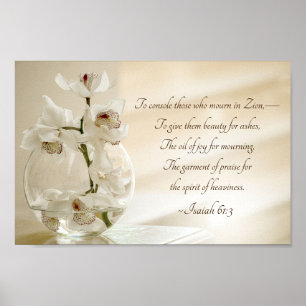 Isaiah 61:3 Beauty for Ashes, Bijbelverse, Orchid Poster
