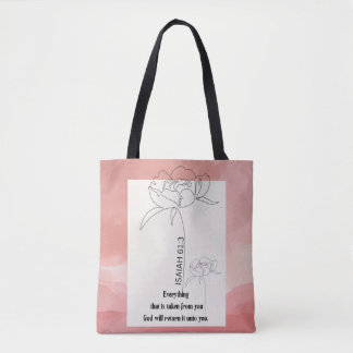 Isaiah 61:3 Bloemige Faith Tote Draagtas