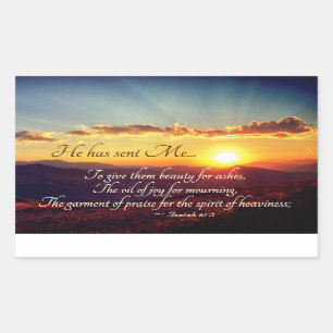 Isaiah 61:3 Olie van Joy voor rouw, Bijbelverse Rechthoekige Sticker