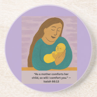 Isaiah 66:13 Comforting Mother and Baby Postcard Zandsteen Onderzetter