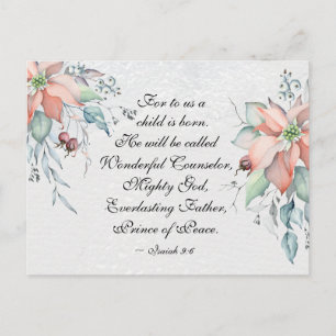 Isaiah 9:6 Hij zal Wonderful worden genoemd.. Kers Briefkaart