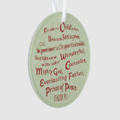 Isaiah 9:6 in kerstkleuren ornament (voorkant)
