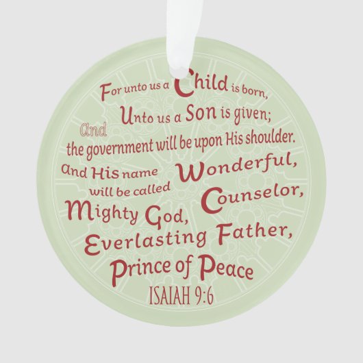 Isaiah 9:6 in kerstkleuren ornament (voorkant)