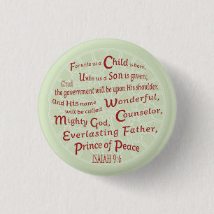 Isaiah 9:6 kerstbijbelversie ronde button 3,2 cm