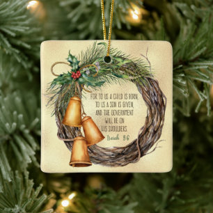 Isaiah 9:6 Kerstmis Bijbel Citaat Krans Keramisch Ornament