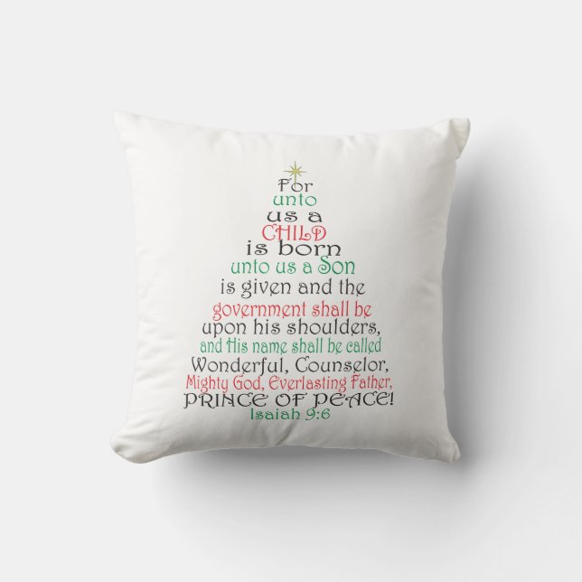 Isaiah 9:6 Kerstmis Scriptpiloot Kussen (Voorkant)
