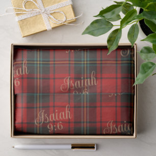 Isaiah 9:6 Lux Rode Tartan Kerst Klassieke Plaid Tissuepapier