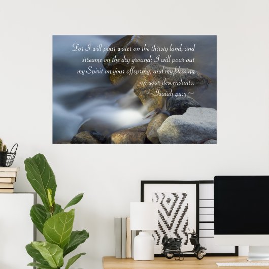 Isaïe 44:3 Poster (Bureau à domicile)