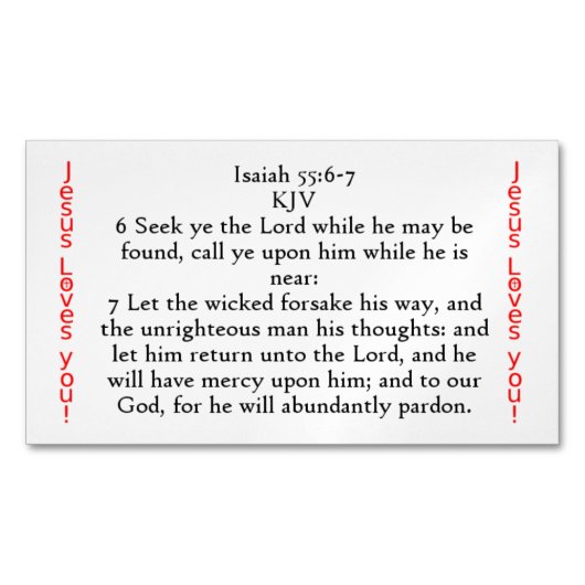 Isaïe 55:6-7 aimant de carte de semences (devant)