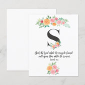 Isaïe 55:6, Lettre S, carte d'écriture aquarelle (Devant / Derrière)