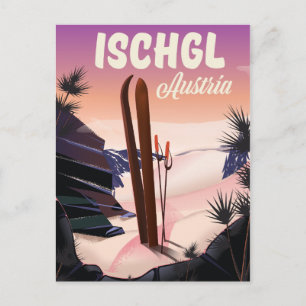 Ischgl Oostenrijk vintage skiposter. Briefkaart