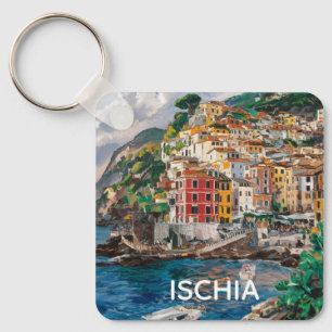 Ischia Italië Aquarel Schilderij Sleutelhanger