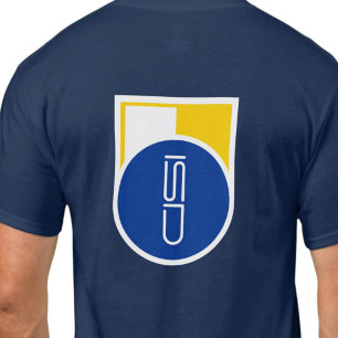 ISD Blauw-Geel Witte Grafische Logotype T-shirt