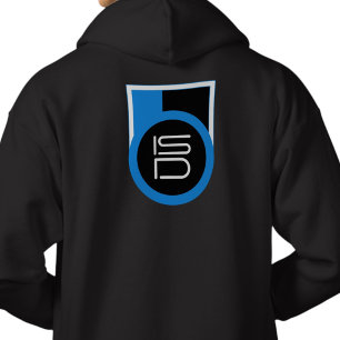 ISD Heren Zwart Blauw Wit Achterkant Print Streetw Hoodie