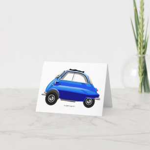 Isetta Bubble auto wenskaart. Bedankkaart