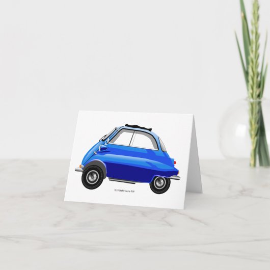 Isetta Bubble auto wenskaart. Bedankkaart (Voorkant)