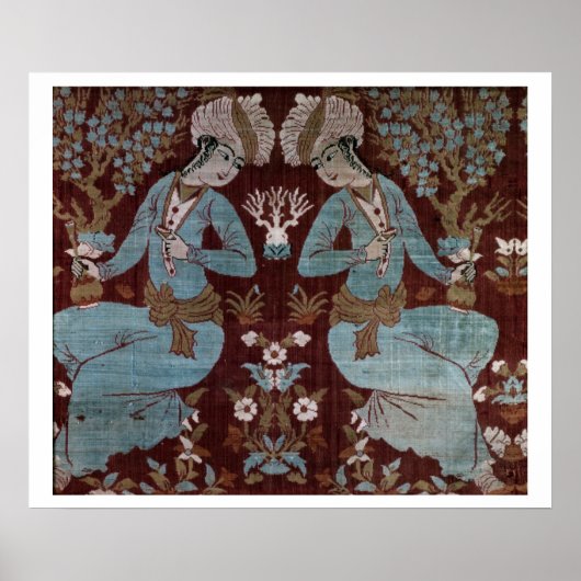 Isfahan-stijlpaneel, Perzisch, 17e eeuw (zijde) Poster (Voorkant)