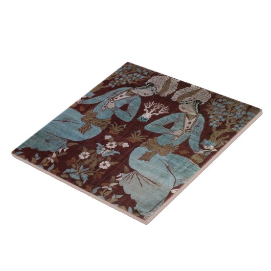 Isfahan-stijlpaneel, Perzisch, 17e eeuw (zijde) Tegeltje (Zijkant)