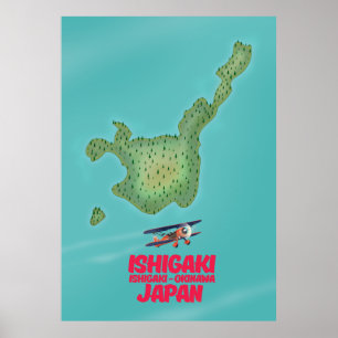 Ishigaki Okinawa, Japan kaart Poster
