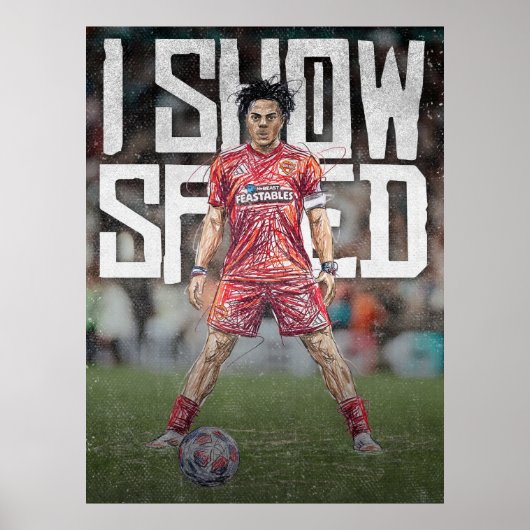 ishowspeed Inspired Football Illustration Poster (Voorkant)