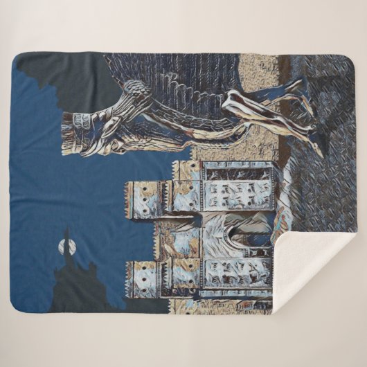 Ishtar Gate & Lamassu Sherpa Blanket Sherpa Deken (Voorkant (horizontaal))