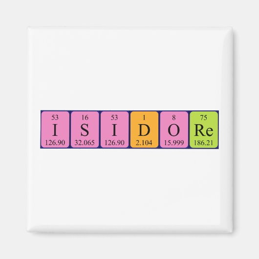 Isidore periodiek table name magnet magneet (Voorkant)