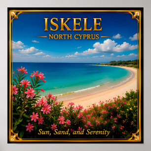Iskele Noord-Cyprus Strand Escape Herinnering Poster