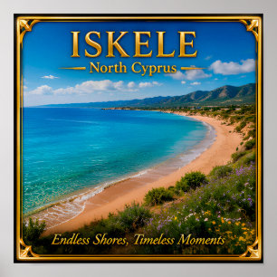 Iskele Noord-Cyprus Strand Reis Herinnering Poster