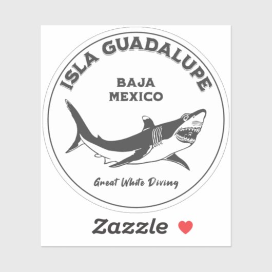 Isla Guadalupe Grote Witte Haai v2 Duiken Sticker (Vel)