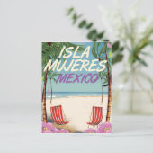 Isla Mujeres Mexico strandposter Briefkaart (Staand voorkant)