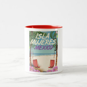 Isla Mujeres Mexico strandposter Tweekleurige Koffiemok