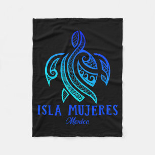 Isla Mujeres Mexico Zeeschildpad Tie Dye Hibiscus Fleece Deken