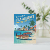 Isla Mujeres vintage van Mexico Briefkaart (Staand voorkant)