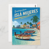 Isla Mujeres vintage van Mexico Briefkaart (Voorkant / Achterkant)