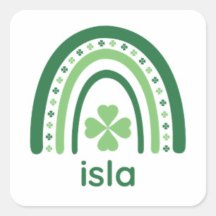 isla Name Clover Boho Rainbow Vierkante Sticker