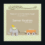 Islam Aqiqah bébé invitation faire-part musulman<br><div class="desc">Invitation tous les amis musulmans avec cette mignonne carte islamique Aqiqah pour annoncer la naissance de votre enfant. Faire-part de naissance islamique pour bébé pour les célébrations d'Aqiqa. Conception de pois vert doux avec un éléphant mignon tirant le poids de l'enfant et le temps de la célébration. Calligraphie islamique de...</div>