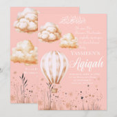 Islam Baby Girl Aqiqah Invitation (Devant / Derrière)
