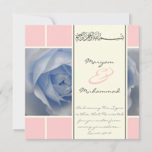 Islam blue roos bruiloft verloving moslim uitnodig kaart
