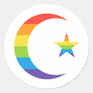 Islam Crescent & Star Moslim LGBTQ Gay Pride Vlag Ronde Sticker