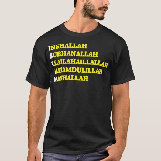 Islam God Willing Text Typography Message T-Shirt (Voorkant)