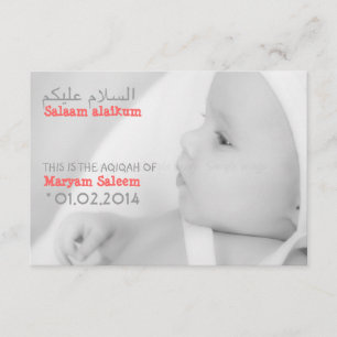 Islam Islamic Aqiqah Aqeeqah baby foto-uitnodiging Kaart