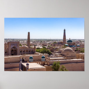 Islam Khodja Mosque en Citadel Kunya-ark - Khiva Poster