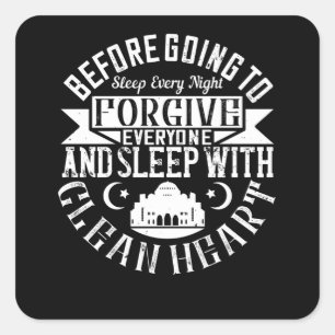 Islam: Vergeef iedereen en slaap met schoon hart Vierkante Sticker