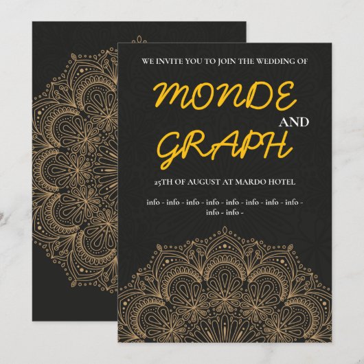 Islam Wedding Invitations Art (Devant / Derrière)