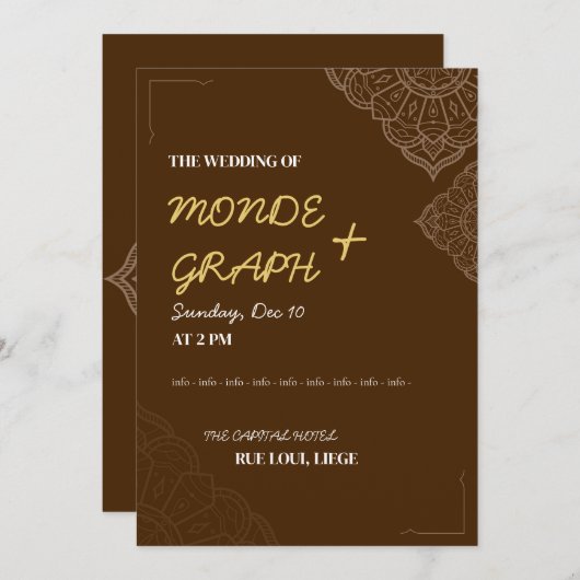 Islam Wedding Invitations Art (Devant / Derrière)