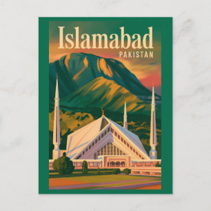 Islamabad Pakistan Faisal-moskee Illustratie Briefkaart