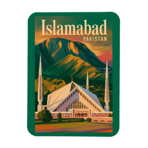 Islamabad Pakistan Faisal-moskee Illustratie Magneet